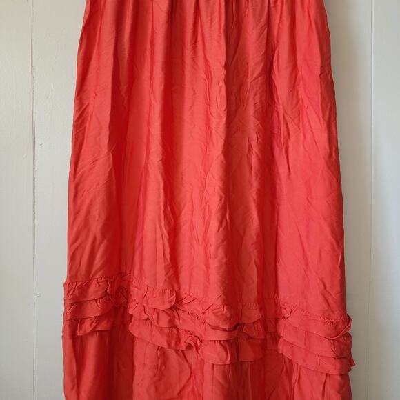 J.Jill Cottagecore Prairie Ruffle Autumn Maxi Dress Orange Large - Picture 7 of 13